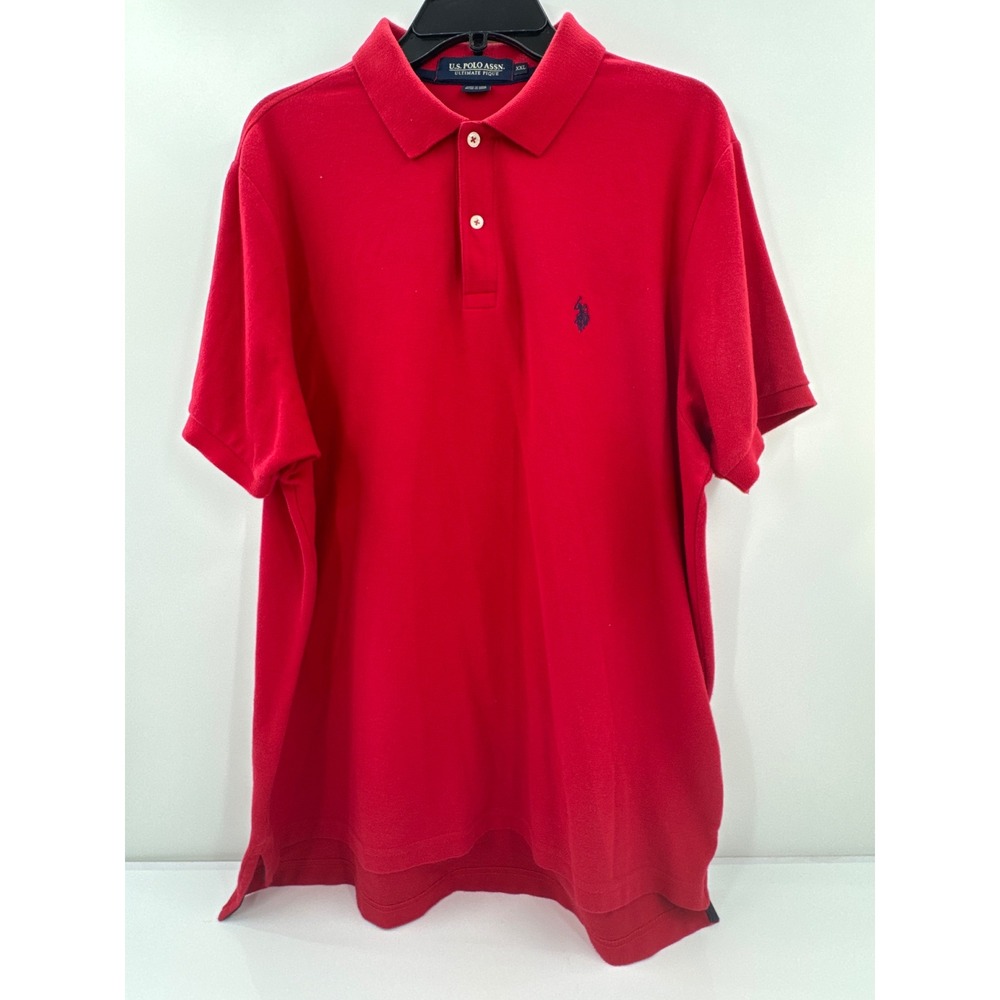 US Polo‎ Assn Mens XXL Red Ultimate Pique Short Sleeve Polo Shirt Pony Logo